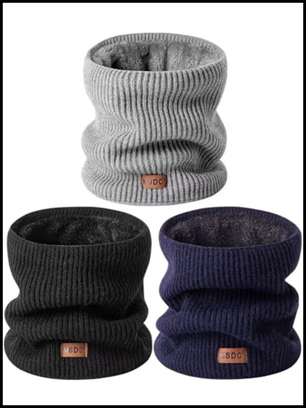 Thermal Fleece Lined Neck Gaiters 3 Pack Winter Warm Windproof Ski